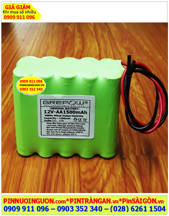 Pin sạc 12v-AA1500mAh, Pin nuôi nguồn 12v-AA1500mAh, Pin sạc GREPOW 12v-AA1500mAh chính hãng